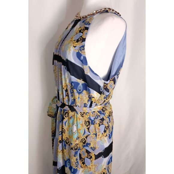 Bold Elements Cut to Curve Halter Maxi Sundress Multicolor Print Size XL - Picture 5 of 14